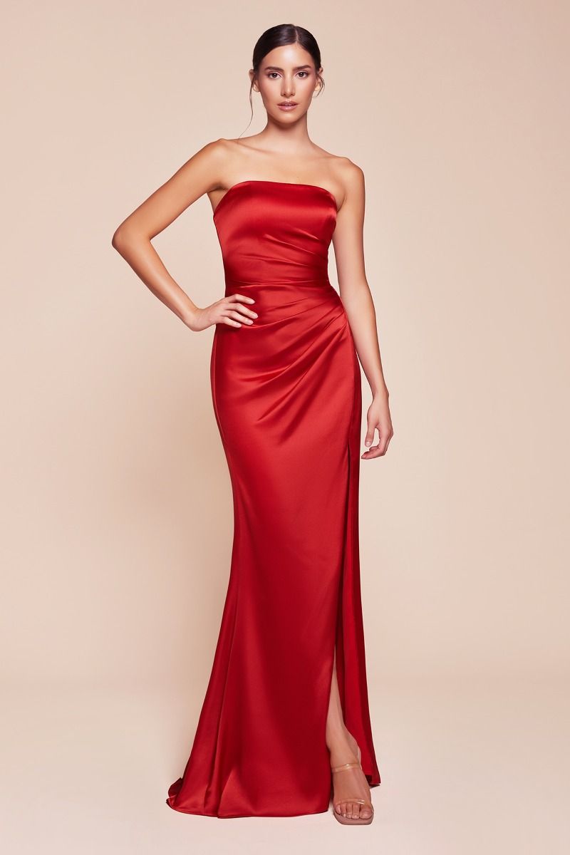 red satin strapless dress Stacees 2026 Blushing Pink Bubble Ball Gown Prom with Pleated Lace Corset flowing pleats HOT ! Red Satin Mermaid