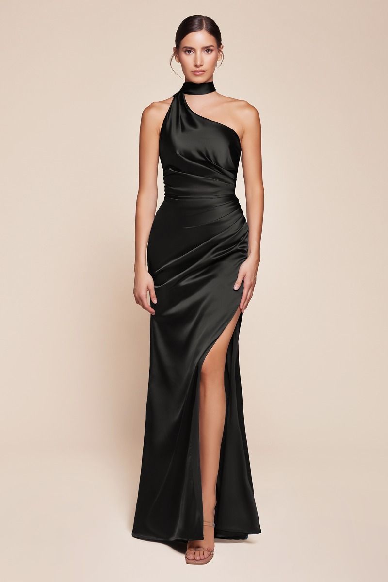 One Shoulder Satin Dress La Divine 7454 Sparkly Gowns One Shoulder Satin Dress La Divine 7454 Sparkly Gowns