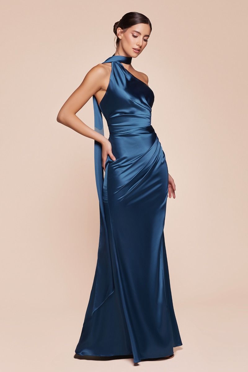 One Shoulder Satin Dress La Divine 7454 – Sparkly Gowns One Shoulder Satin Dress La Divine 7454 – Sparkly Gowns