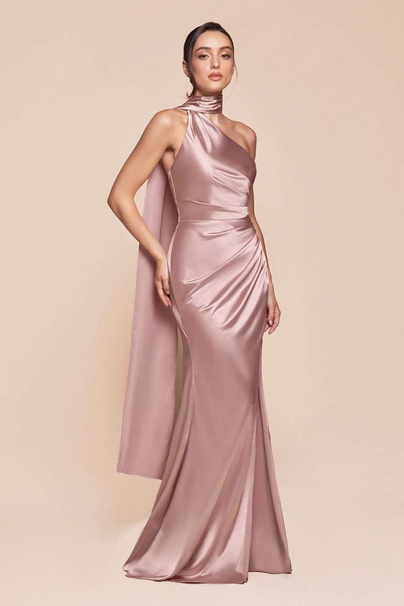 One Shoulder Satin Dress La Divine 7454 Sparkly Gowns One Shoulder Satin Dress La Divine 7454 Sparkly Gowns