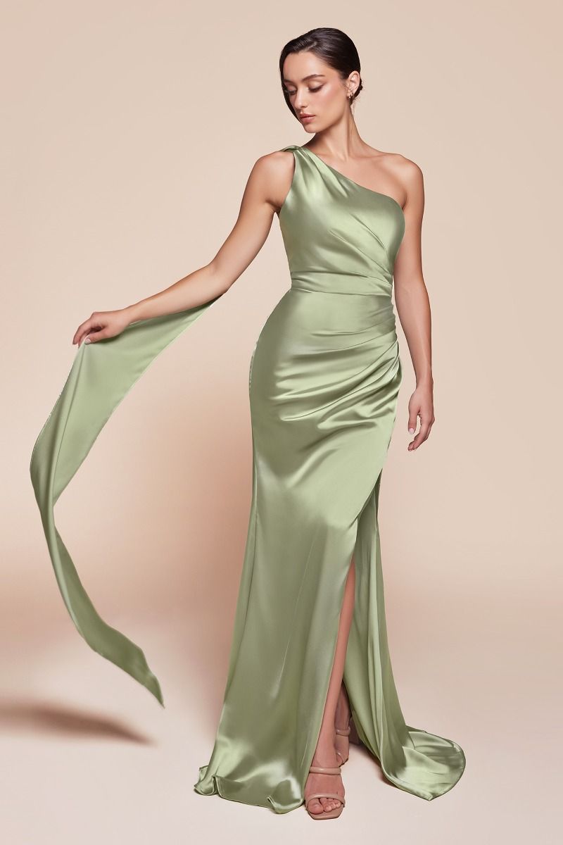 One Shoulder Satin Dress La Divine 7454 Sparkly Gowns One Shoulder Satin Dress La Divine 7454 Sparkly Gowns
