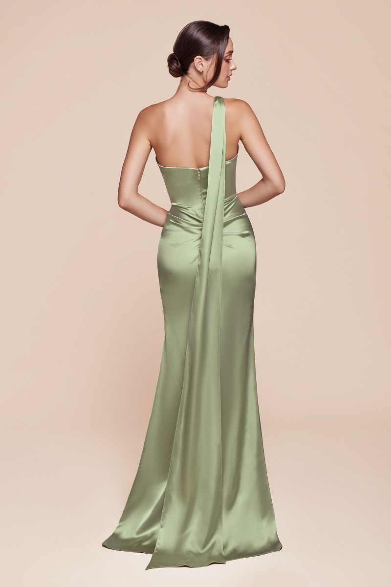 One Shoulder Satin Dress La Divine 7454 Sparkly Gowns One Shoulder Satin Dress La Divine 7454 Sparkly Gowns