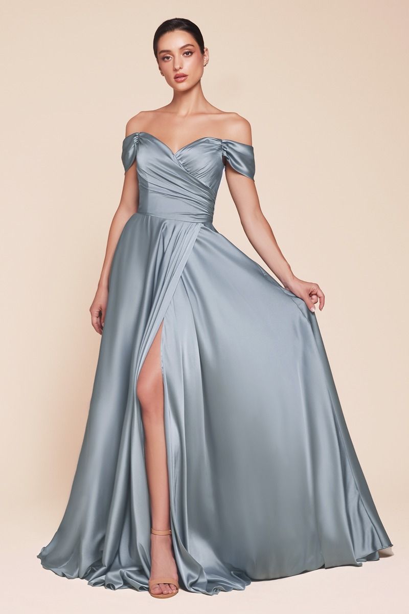 Off the Shoulder Satin Prom Dress 7493-A Sparkly Gowns Off the Shoulder Satin Prom Dress 7493-A Sparkly Gowns