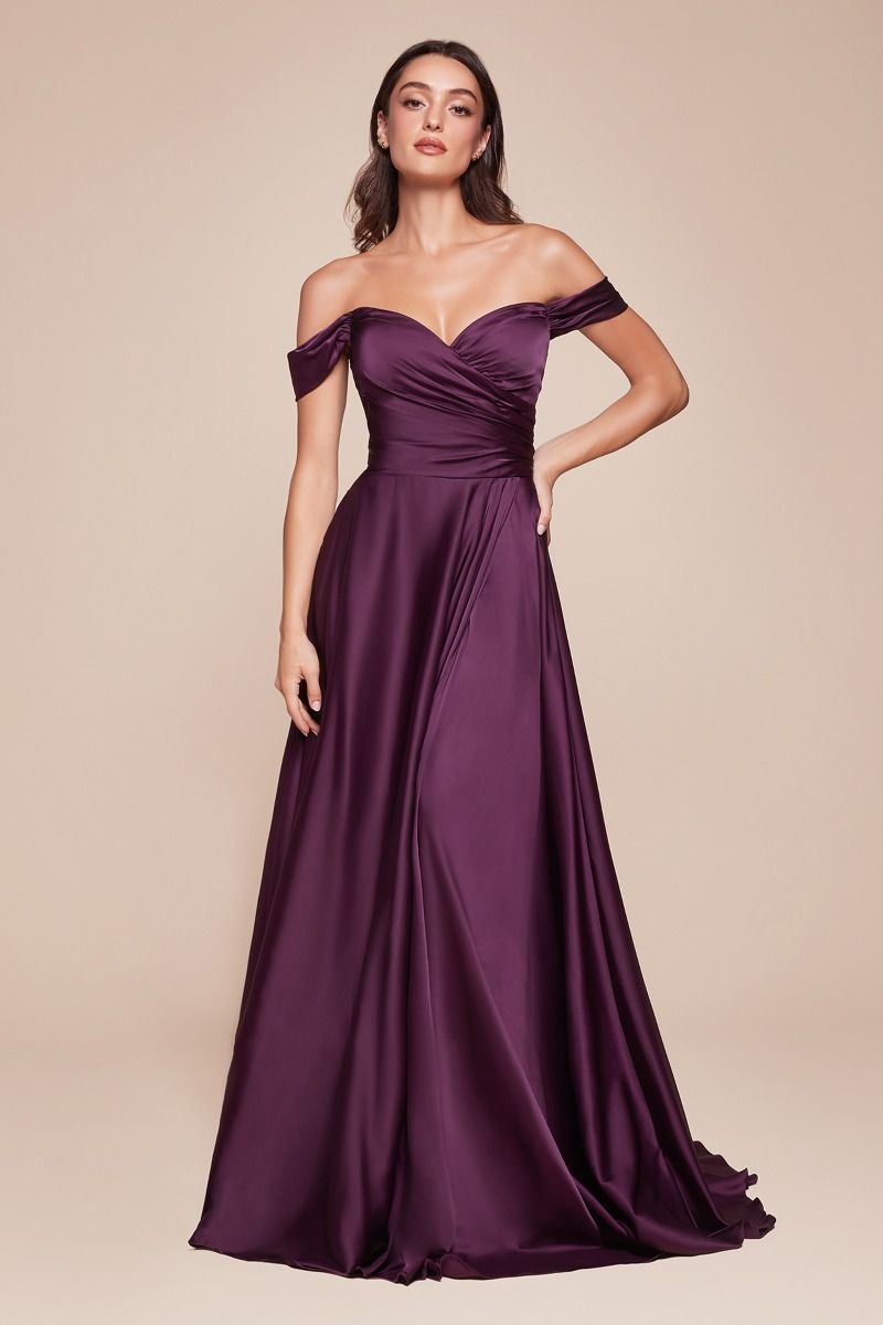 Off the Shoulder Satin Evening Dress 7493-B Sparkly Gowns Off the Shoulder Satin Evening Dress 7493-B Sparkly Gowns