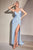 Plunging Neckline Spaghetti Straps Satin Long Gown 7494C