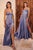 Fitted Satin Draped Gown 7495