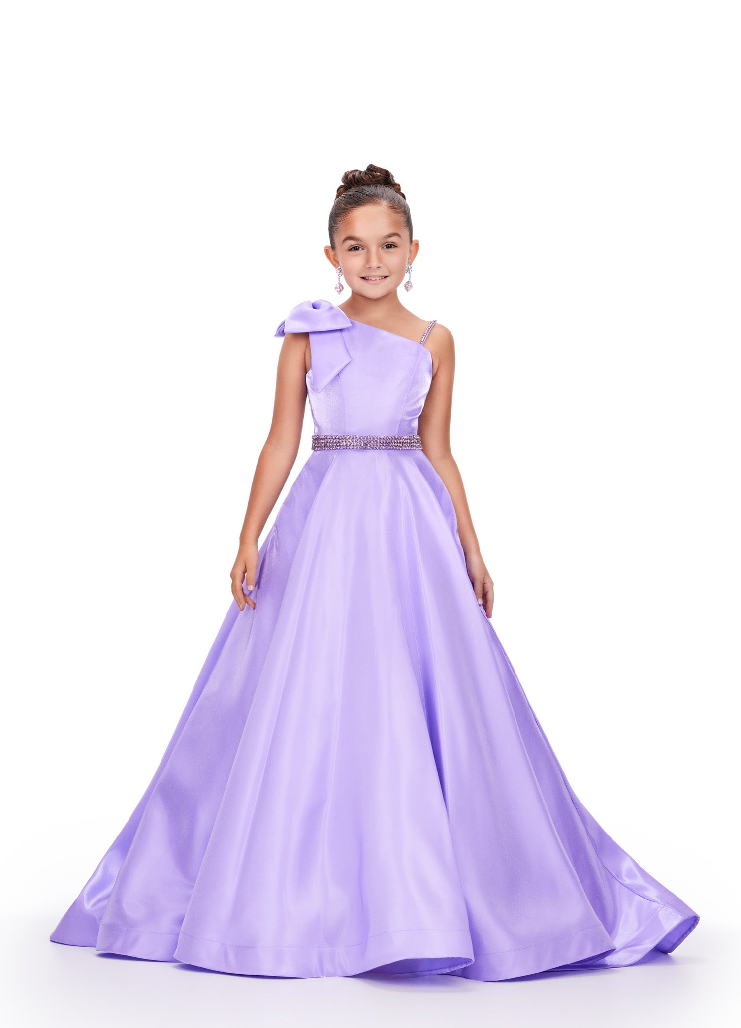 in Stock Size 12 Ashley Lauren 8248 Beaded Belt Kids Satin Gown 12 / Hot Pink (Fuchsia) in Stock Size 12 Ashley Lauren 8248 Beaded Belt Kids Satin Gown 12 / Hot Pink (Fuchsia)