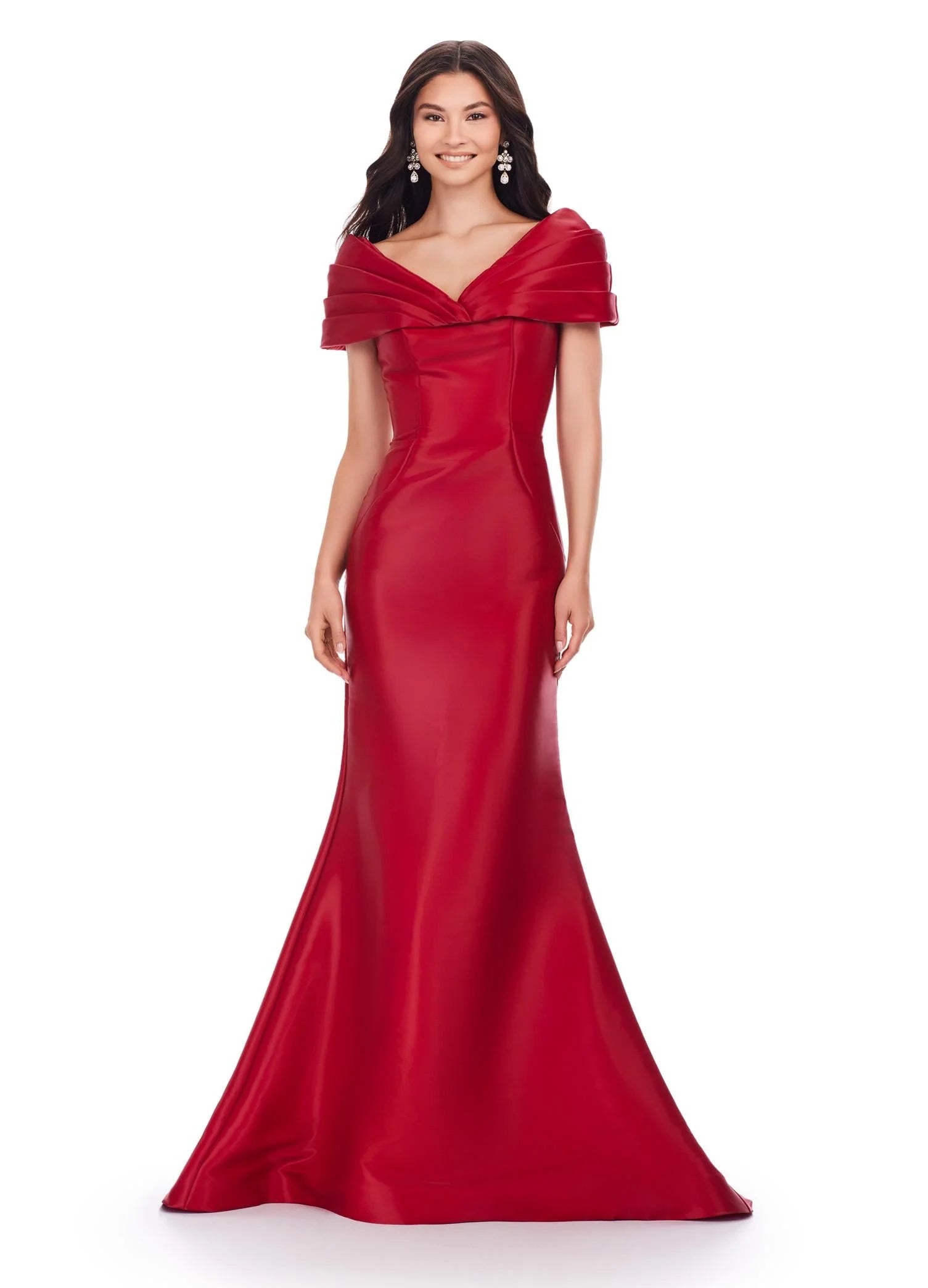 ON SALE SIZE 12 RED Ashley Lauren 11300 Off Shoulder Satin Evening Gown 12 / Navy ON SALE SIZE 12 RED Ashley Lauren 11300 Off Shoulder Satin Evening Gown 12 / Navy