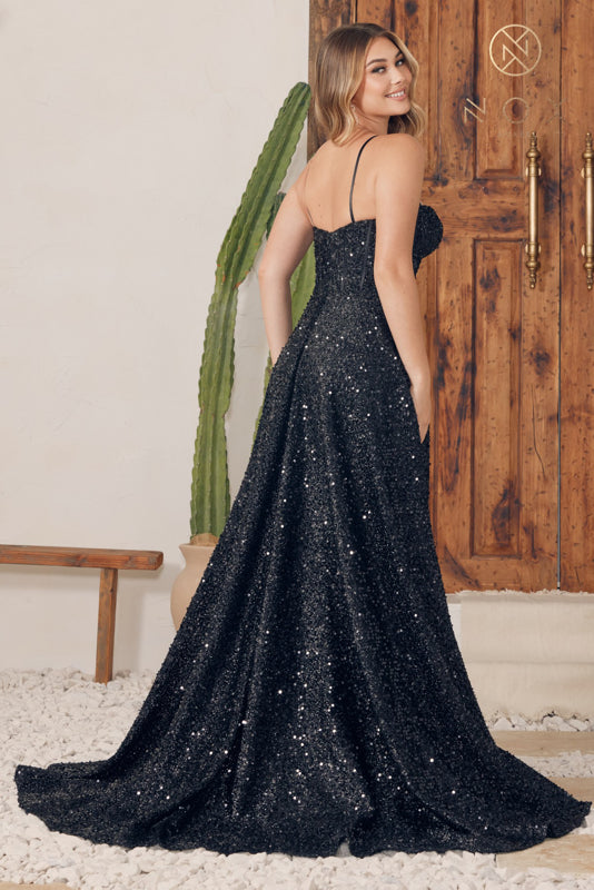 black sequin dress sweetheart neckline Black Sequin Sheath Prom Dress 37378