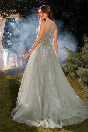Andrea & Leo Couture  A1259 One Shoulder Tulle  Gown
