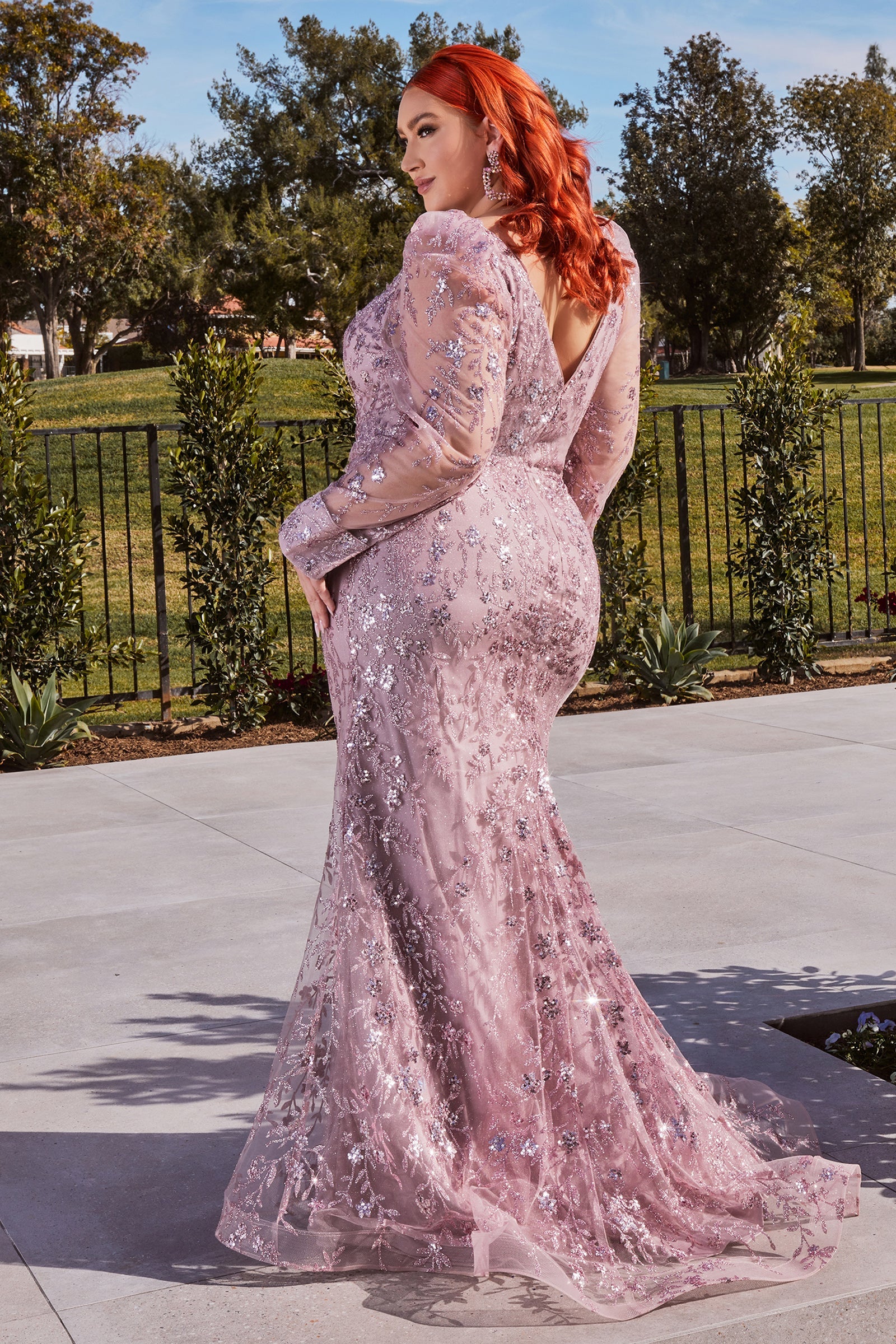 Long Sleeves Glitter Print Long Gown CD989 Sparkly Gowns Long Sleeves Glitter Print Long Gown CD989 Sparkly Gowns