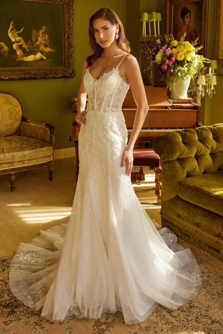 vintage lace trumpet wedding dress Couture Satin and Lace Trumpet Wedding Dress with Detachable Off-The-Shoulder Straps
