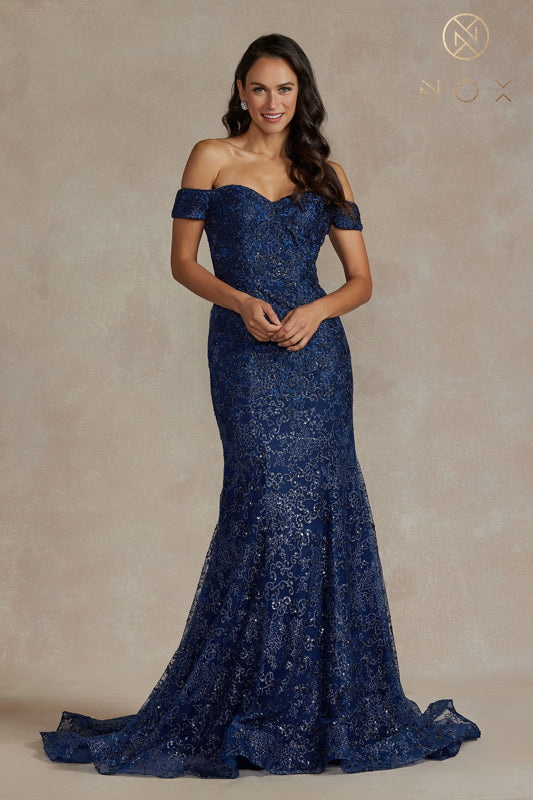 Mermaid Beaded Embroidered Prom Gown Nox Anabel JQ502 16 / Silver Mermaid Beaded Embroidered Prom Gown Nox Anabel JQ502 16 / Silver