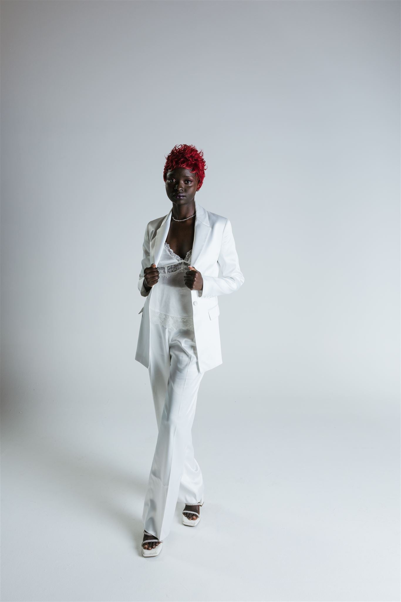 Satin White Women Suit SUIT002 White / 38 / Set Jacket & Pants Satin White Women Suit SUIT002 White / 38 / Set Jacket & Pants