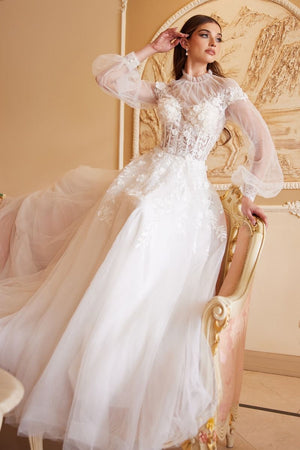 Andrea & Leo Couture A1074W Long Sleeves  Illusion High neckline Kate Wedding Gown