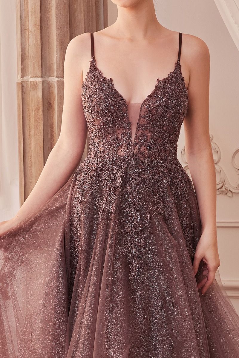 Andrea & Leo A1261 Lace Embellished A-Line Layered Tulle Gown, Dusty Sage / 2 Andrea & Leo A1261 Lace Embellished A-Line Layered Tulle Gown, Dusty Sage / 2