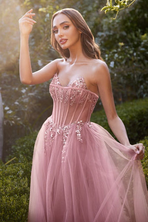 Andrea & Leo A1267 Strapless A-Line Tulle Dress