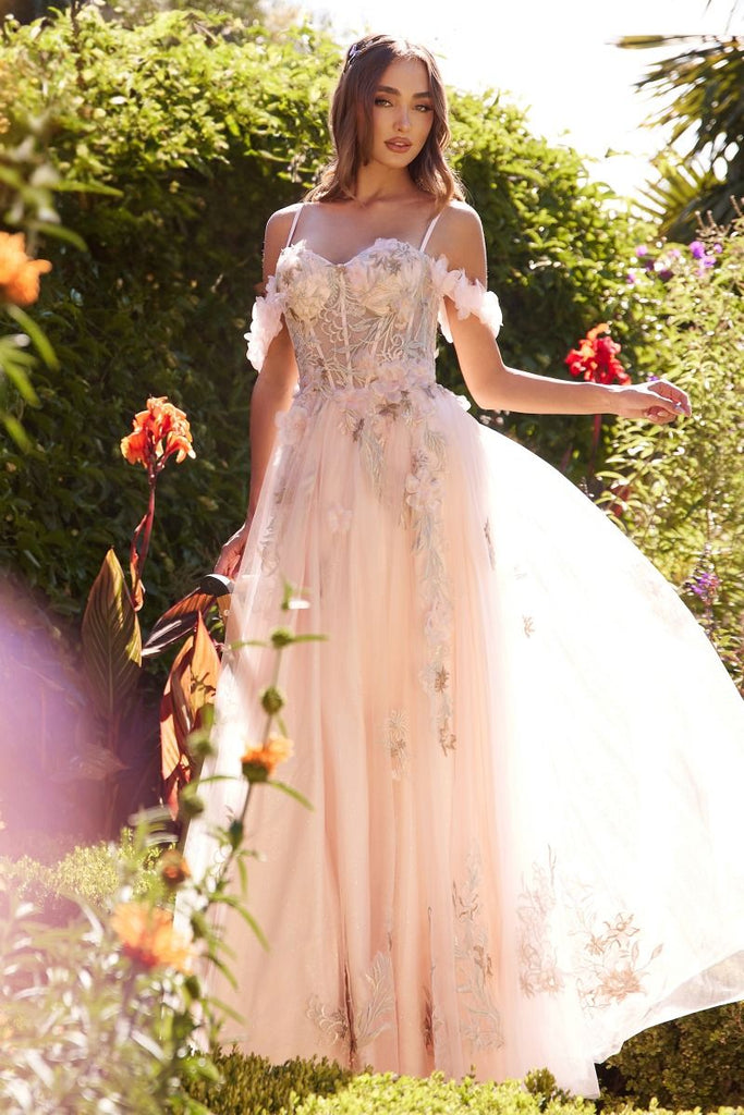 Andrea & Leo A1330 A-line Off the Shoulder Tulle Dress Sparkly Gowns Andrea & Leo A1330 A-line Off the Shoulder Tulle Dress Sparkly Gowns