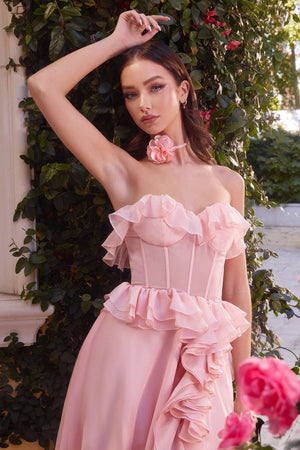 Andrea & Leo A1341 Strapless Chiffon A-Line Dress