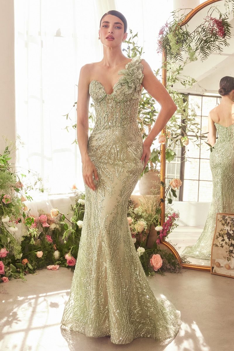 Andrea & Leo A1392 One Shoulder Floral Gown 8 / Greenery (LightGreen) Andrea & Leo A1392 One Shoulder Floral Gown 8 / Greenery (LightGreen)