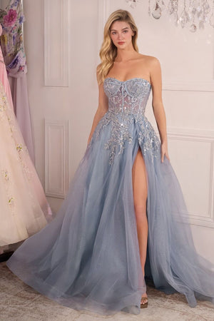 Andrea and Leo Couture A1415 Strapless A-Line Gown