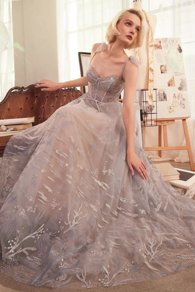 A1458 - UNDER THE SEA EMBROIDERY GOWN - Andrea & Leo | Lady Black Tie Silver / 10 A1458 - UNDER THE SEA EMBROIDERY GOWN - Andrea & Leo | Lady Black Tie Silver / 10