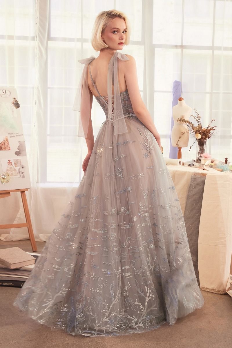 A1458 - UNDER THE SEA EMBROIDERY GOWN - Andrea & Leo | Lady Black Tie Silver / 10 A1458 - UNDER THE SEA EMBROIDERY GOWN - Andrea & Leo | Lady Black Tie Silver / 10