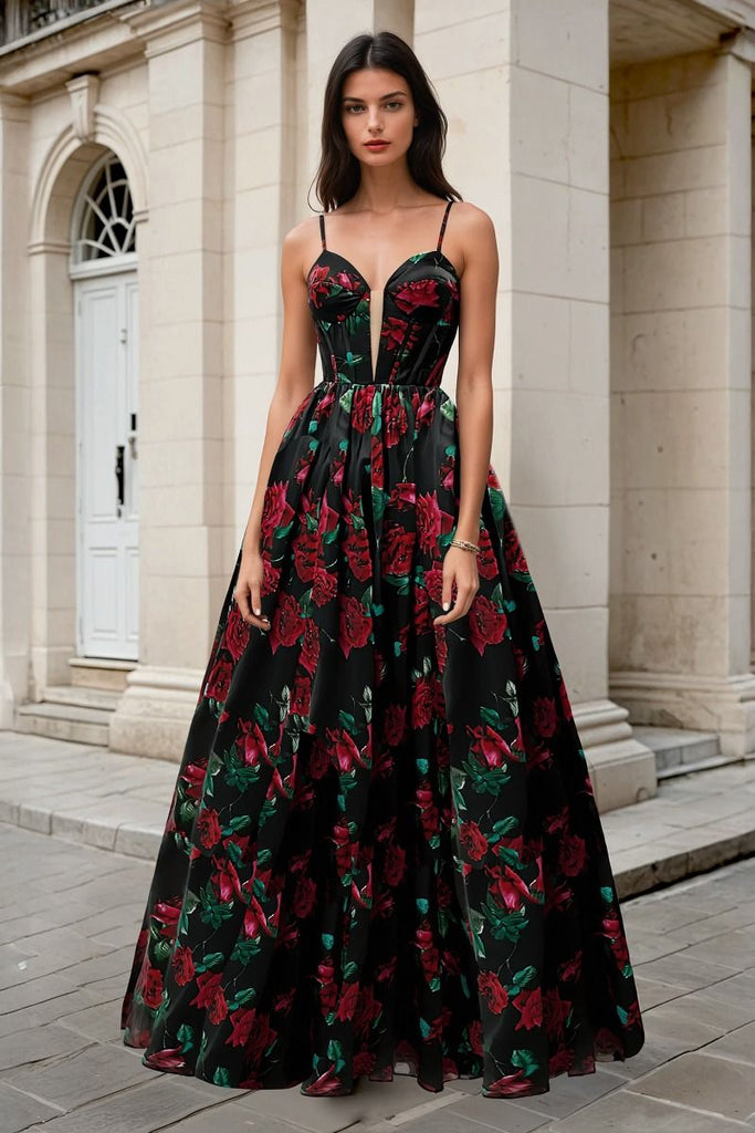 Andrea & Leo Couture A1465 A-Line Roses Print Gown