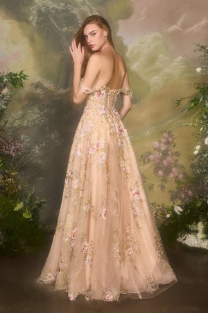 Andrea & Leo Couture A1480 Floral A-line Dress