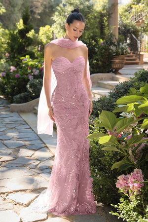 Andrea & Leo Couture A1484 Strapless Floral Gown