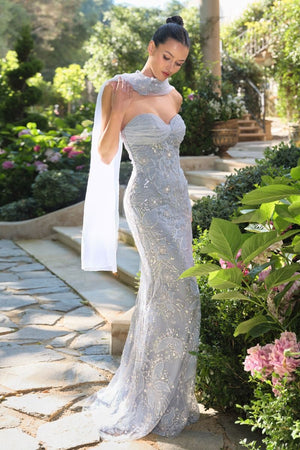 Andrea & Leo Couture A1484 Strapless Floral Gown