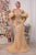 Andrea & Leo Couture  A1519 Strapless Beaded Mermaid Gown with Organza Ruffle Shawl