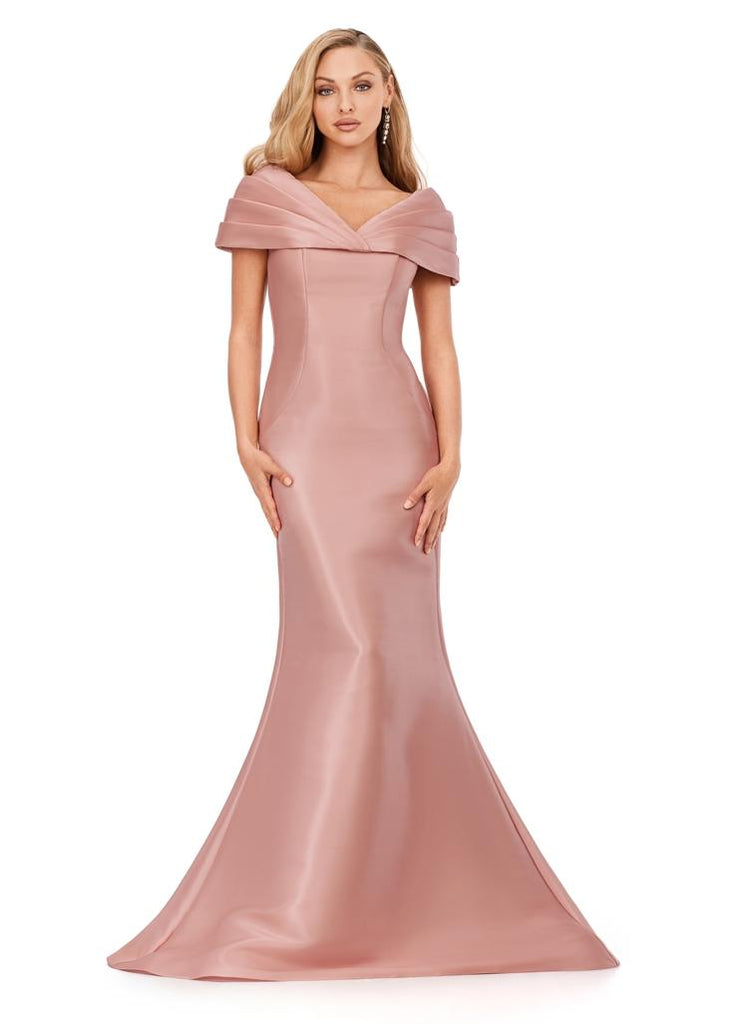 Ashley Lauren 11300 Off Shoulder Satin Evening Gown