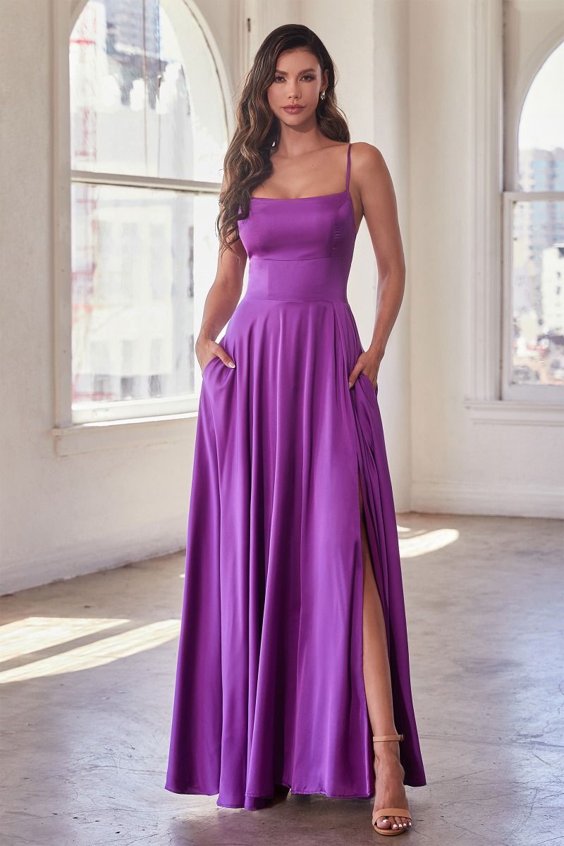 satin a line dress Satin A-line Gown with Pockets B8402 – Sparkly Gowns