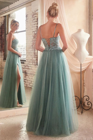 Lace and Layered Tulle Gown C150