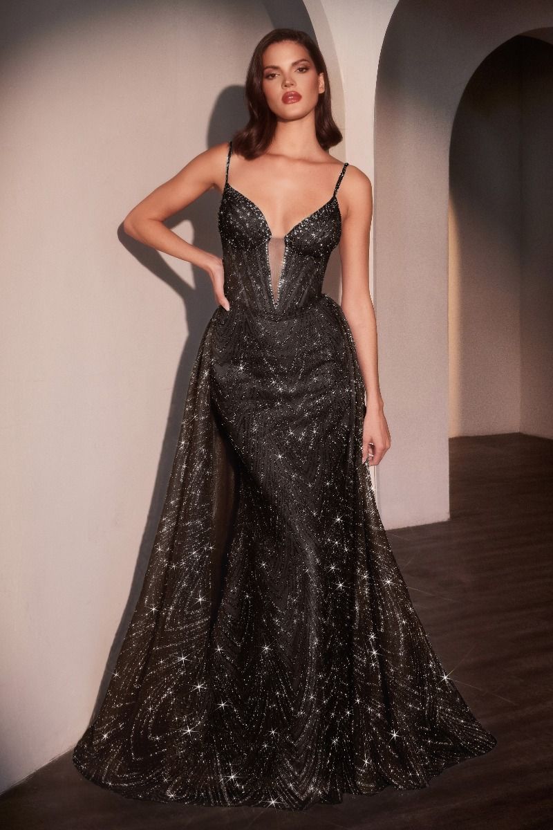 Glitter Printed Fitted Dress LaDivine C167 Sparkly Gowns Glitter Printed Fitted Dress LaDivine C167 Sparkly Gowns