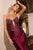 Ladivine C172  Plunging Neckline Corset Satin Fitted Evening Gown