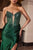 Ladivine C172  Plunging Neckline Corset Satin Fitted Evening Gown