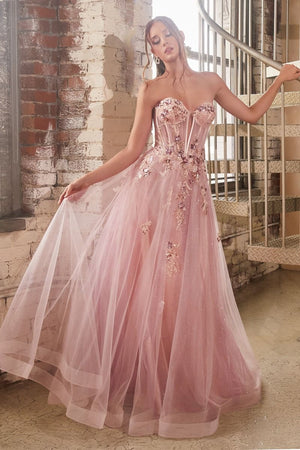 Vestido de tul a capas sin tirantes CB142