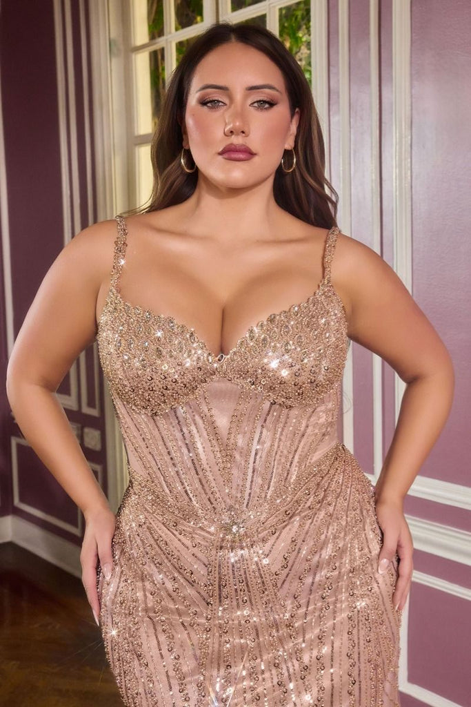 Curves La Divine CC398C Beaded Evening Gown
