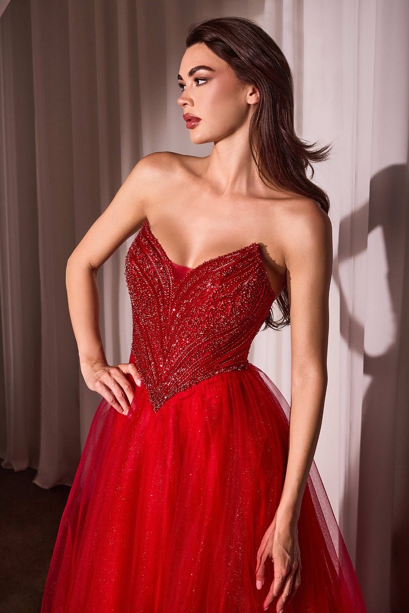 Strapless A-line Dress LaDivine CC415 Sparkly Gowns Strapless A-line Dress LaDivine CC415 Sparkly Gowns