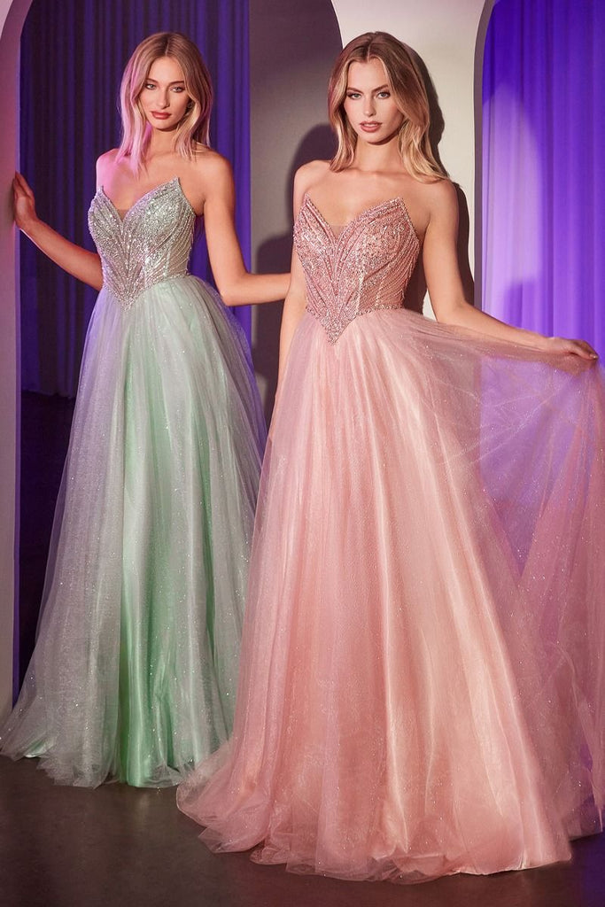 Strapless A-line Dress LaDivine CC415 Sparkly Gowns Strapless A-line Dress LaDivine CC415 Sparkly Gowns