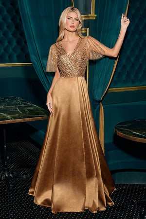 A-line Flutter Sleeves  Evening Dress LaDivine CC447