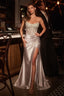 Strapless Fitted Satin Gown La Divine CC467 - 6 / Silver