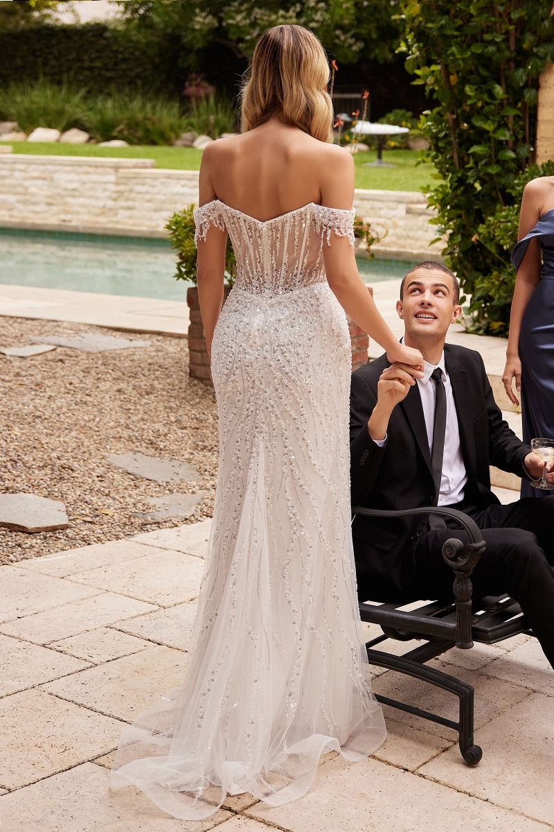 Off the Shoulder Wedding Gown CD0203W Sparkly Gowns Off the Shoulder Wedding Gown CD0203W Sparkly Gowns