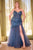 Vestido sirena sin tirantes con pedrería CD0214