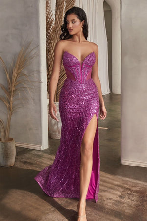 Strapless Embellished Gown CD0227