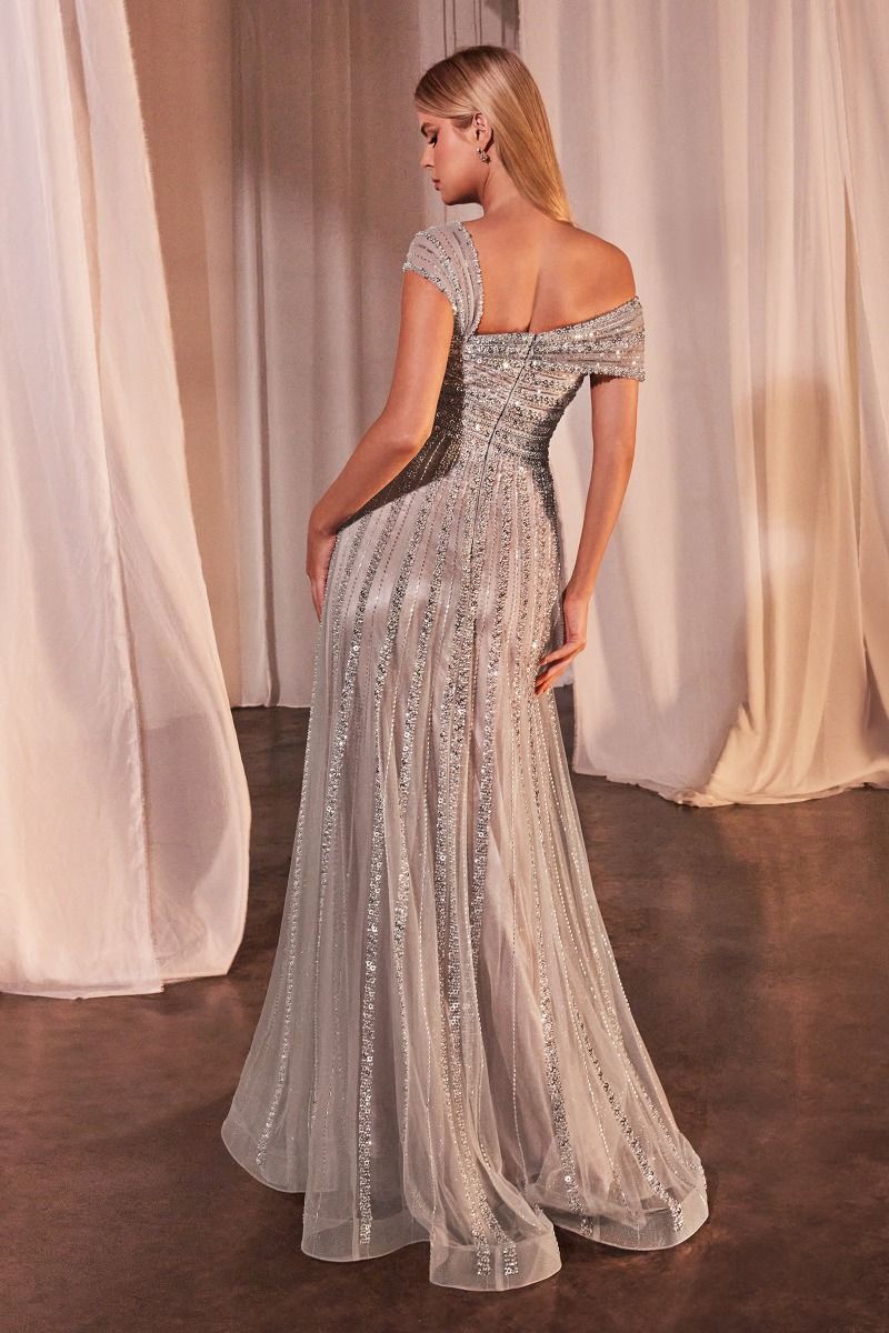 Asymmetrical A-Line Beaded Gown La Divine CD0238 Sparkly Gowns Asymmetrical A-Line Beaded Gown La Divine CD0238 Sparkly Gowns