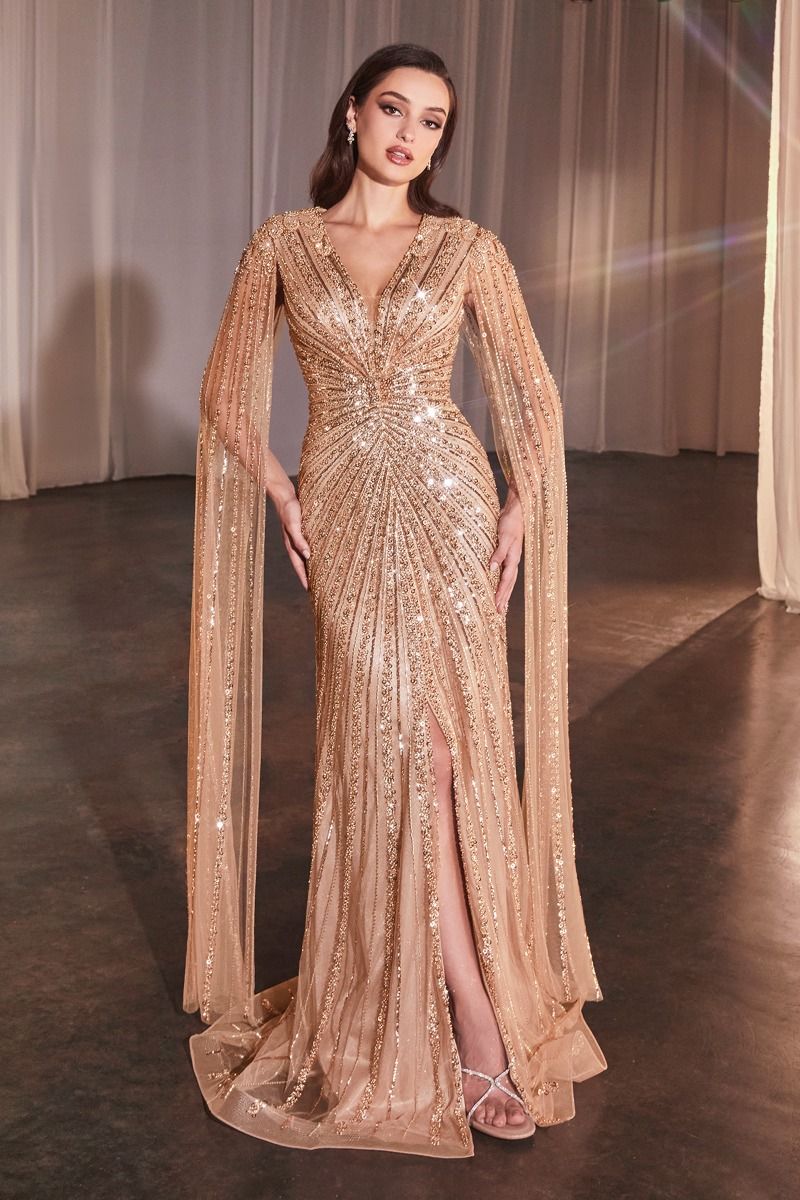Long Sleeves Beaded Evening Dress CD0239 Sparkly Gowns Long Sleeves Beaded Evening Dress CD0239 Sparkly Gowns