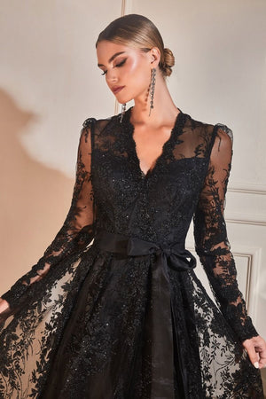 Floral Embellished Long Tulle Gown CD233
